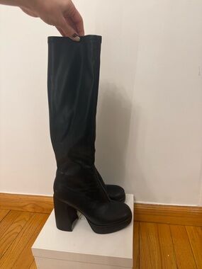 Modatope Black Knee High Boots